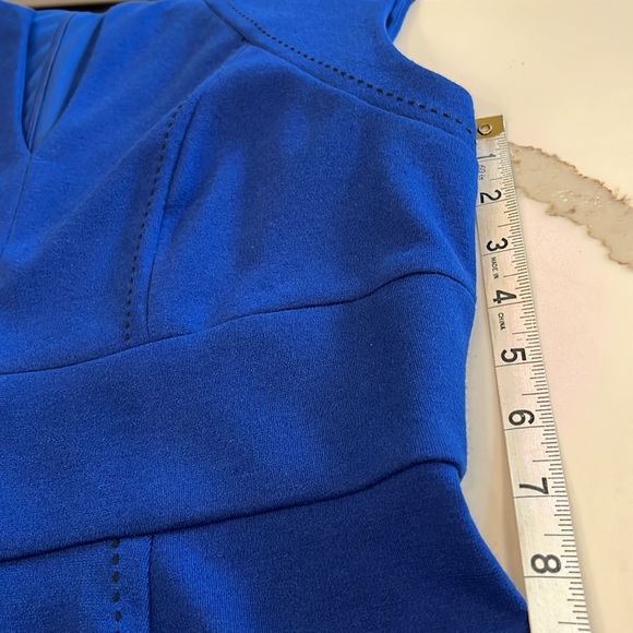 Sangria Royal Blue Sheath Dress V-neck Sleeveless 10P Top Stitching Details. - Picture 10 of 16